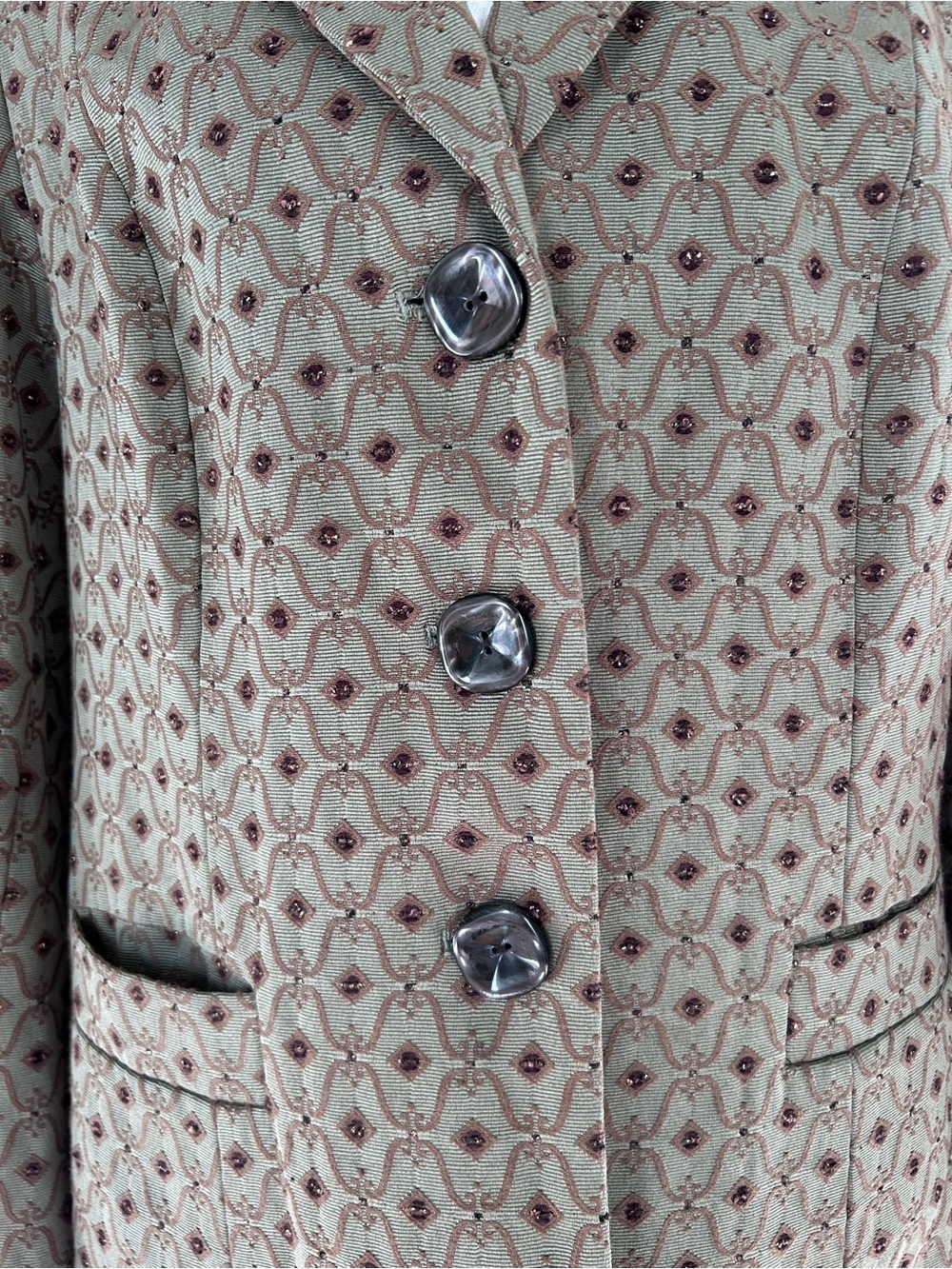 Dalia Brocade Beaded Coat Taupe Vintage Inspired Size 12 - Picture 8 of 16